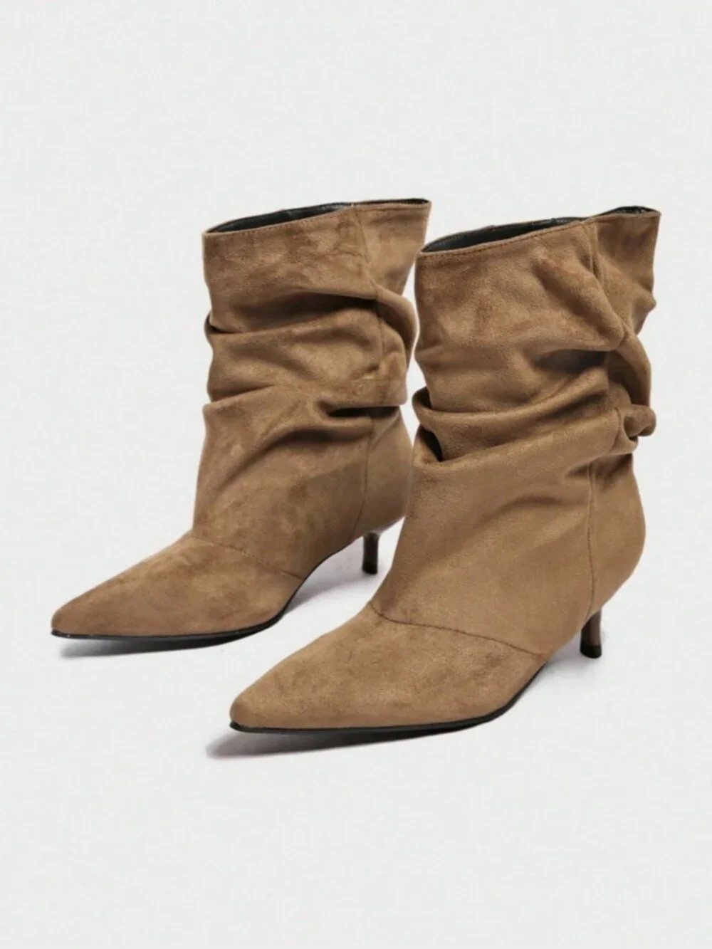 Khaki Boho Women's Pleated heeled Boots